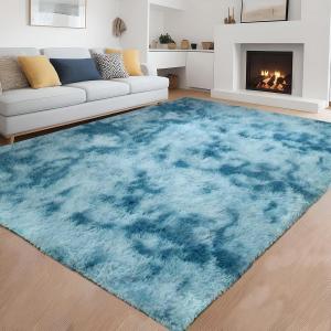 Plush Fuzzy Shaggy Area Rug blue