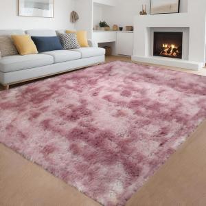 Plush Fuzzy Shaggy Area Rug dark pink