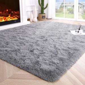 Plush Fuzzy Shaggy Area Rug grey