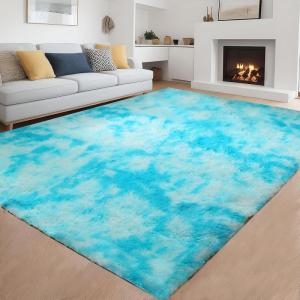 Plush Fuzzy Shaggy Area Rug light blue